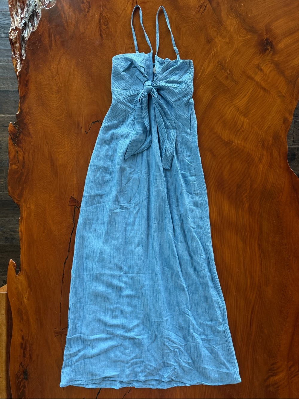 Faithfull the Brand Verona Textured Light Blue Knot-Front Maxi Dress NWT - Picture 2 of 7